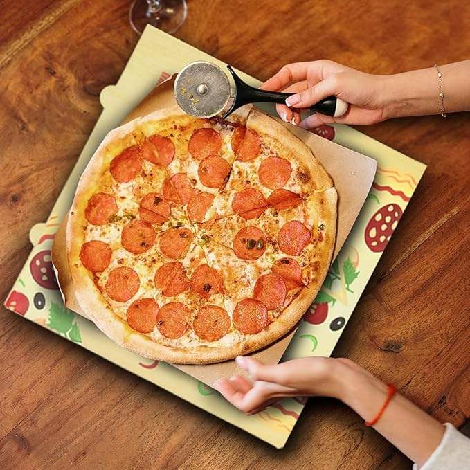 Kraft Paper Corrugated Pizza Box Yellow Printed Cardboard Box Takeout Shipping Storage Custom Pizza Boxs
