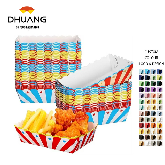 Disposable Paper Food Boat Party Supplies for a Carnival - Soft Snacks Hot Dogs in Insulated Containers Food Trays