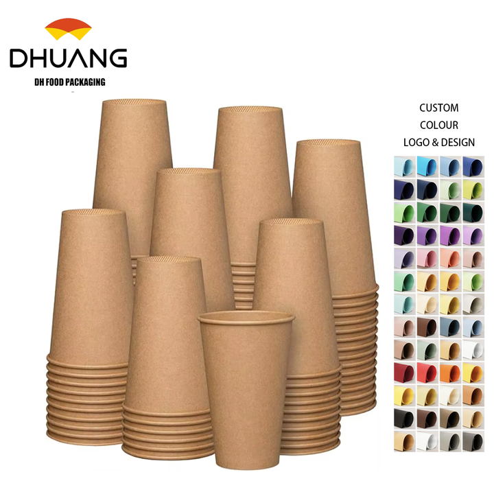 Double-Wall Kraft Disposable Brown Unbleached Eco-Friendly Coffee Cups Printed Handle Formerly Comfy Package Coffee Cup