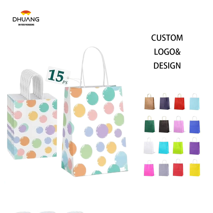 Gift Bag Paper Bag with Handle Party Birthday Wedding Small Paper Shopping Custom Paper Bag (Colorful Bubbles)