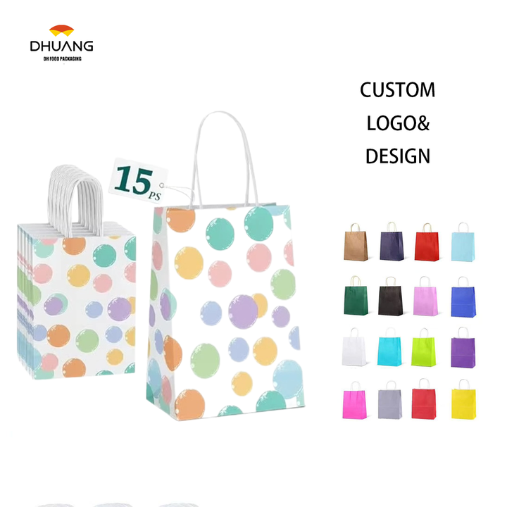 Gift Bag Paper Bag with Handle Party Birthday Wedding Small Paper Shopping Custom Paper Bag (Colorful Bubbles)