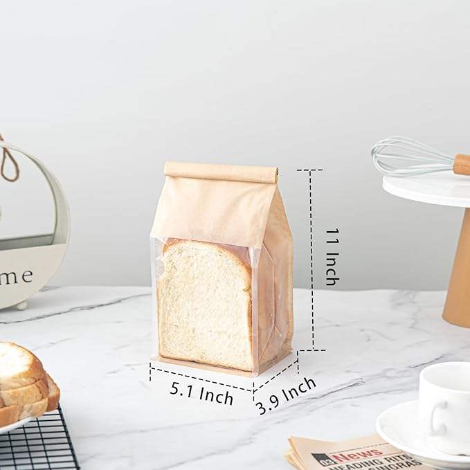 Bread Bags With Tin Knot With Window Bakery Bags Homemade Bread for Sandwich Cookie Custom Bread Bags