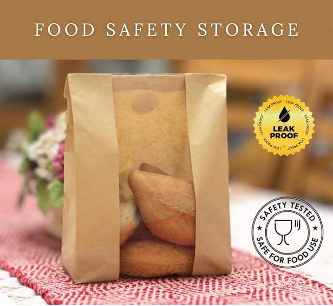 Window Bread Bag Paper Bag Biodegradable Baked Goods Storage Label Seal Sticker Custom Bread Bags