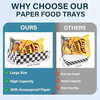 4-pound Racing Party Large Paper Food Trays, Disposable Black and White Checked Paper 4-corner Pop-up Trays