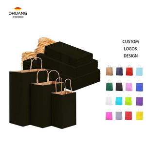 Black Kraft Paper Bags Can Be Customized in a Variety of Sizes Can Be Customized Pattern logo Retail Bags Shopping Bags