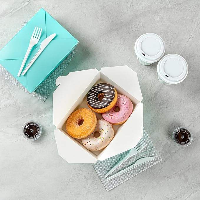 8.5 X 6.2 X 2.6 Inch Food Container, Durable Disposable Takeout Box, 71 oz Turquoise Paper for Takeout Orders or Picnics