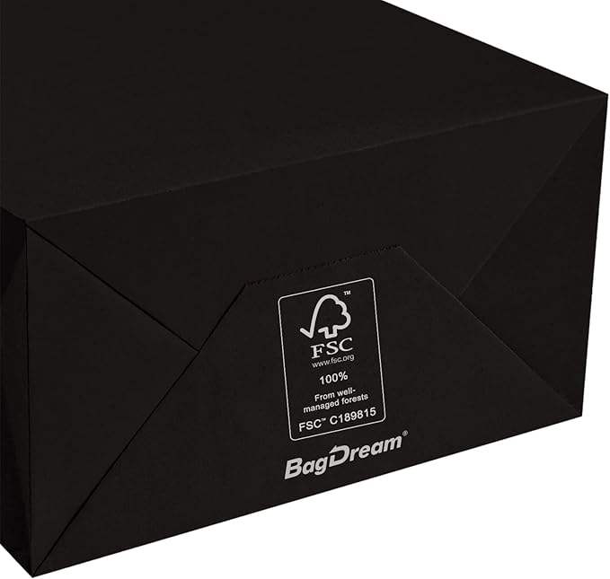 Kraft Paper Bag Gift Bag with Handle Craft Commodity 100% Recycled Paper Bag Black