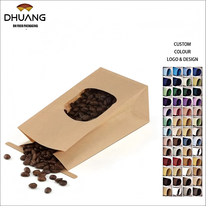 Windowed Plastic Paper Bag with Tin Foil Label Lockable Bag Food Grade Customizable Printing Oil-proof Paper Bag