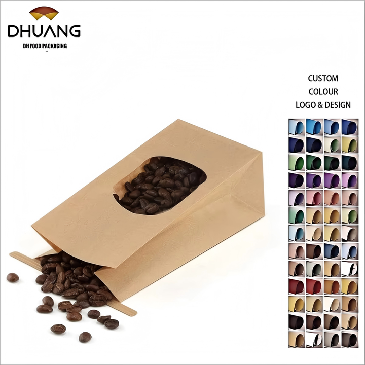Windowed Plastic Paper Bag with Tin Foil Label Lockable Bag Food Grade Customizable Printing Oil-proof Paper Bag