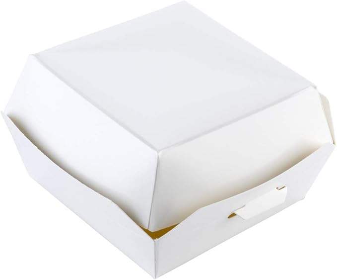 Mini Burger Box Disposable White Paper Takeout Box with Hinged Lid, Perfect for Appetizers or Desserts Burger Box
