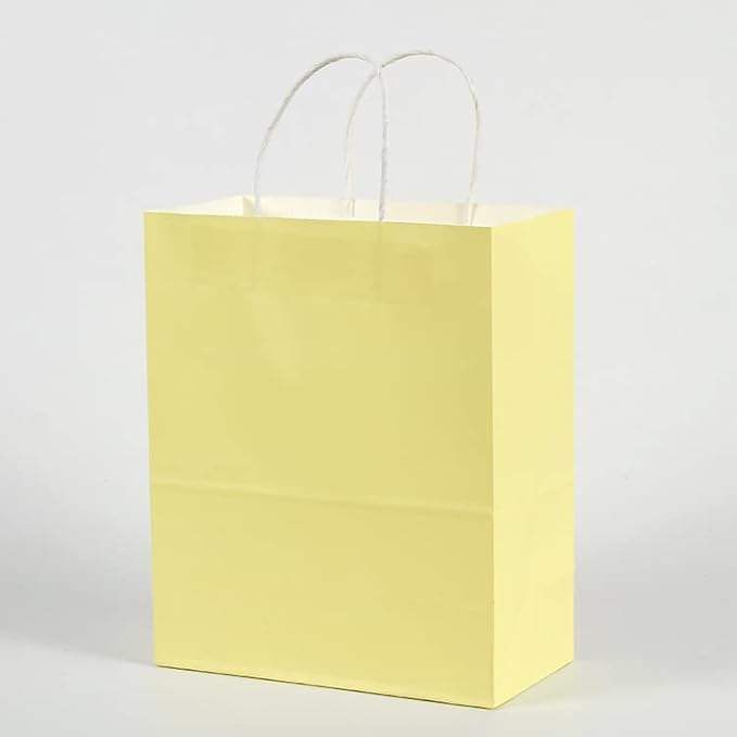 Medium Kraft Paper Gift Bags with Handles Pastel Offset Printing Recycled Materials for Crafts Customizable Logo Shopping Bag