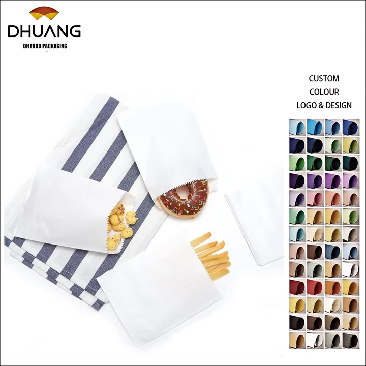White Kraft Paper Bags for Bakery Cookies Treats Snacks Sandwiches Popcorn Small Gift Bag Oil-proof Paper Bag