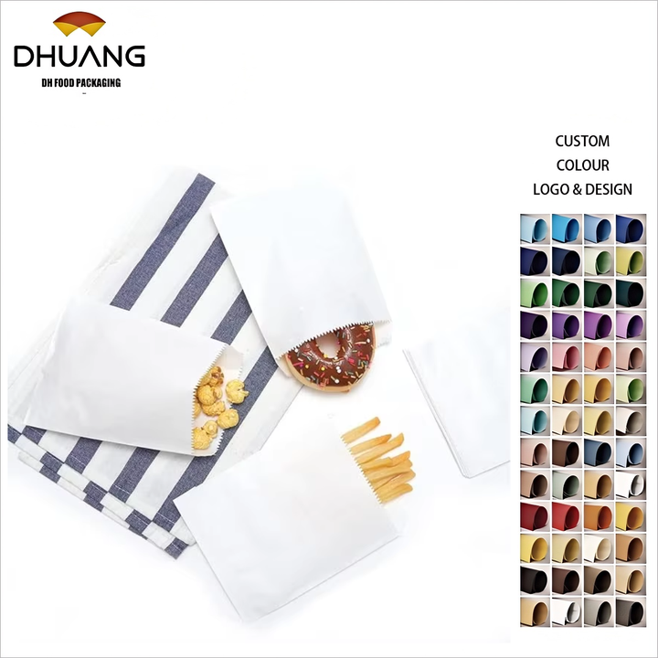 White Kraft Paper Bags for Bakery Cookies Treats Snacks Sandwiches Popcorn Small Gift Bag Oil-proof Paper Bag