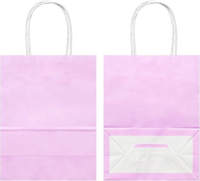 Medium Kraft Paper Gift Bags with Handles-Pastel Purple Offset Printed Logo Recycled Materials for Crafts