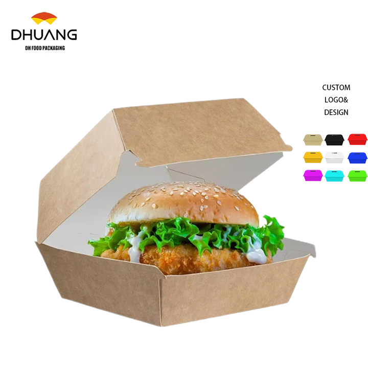 Clamshell and Vent Clamshell Containers, Recyclable Cardboard Boxes Catering Disposable Packaging Boxes Burger Box
