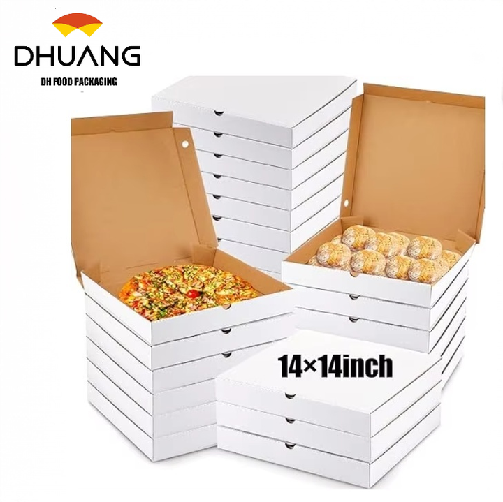 Bulk square Cardboard Reusable Large Pizza Delivery Box Bakery Restaurant Pizza Party Supplies Custom Pizza Boxs