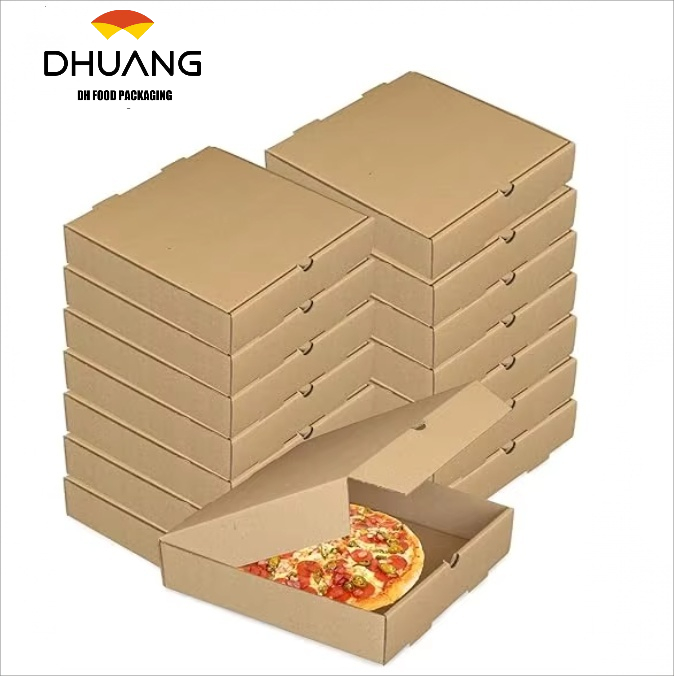 Kraft Corrugated Takeout Cardboard Box Takeout Food Container Pizza Cake Cookies Food Packaging Custom Pizza Box