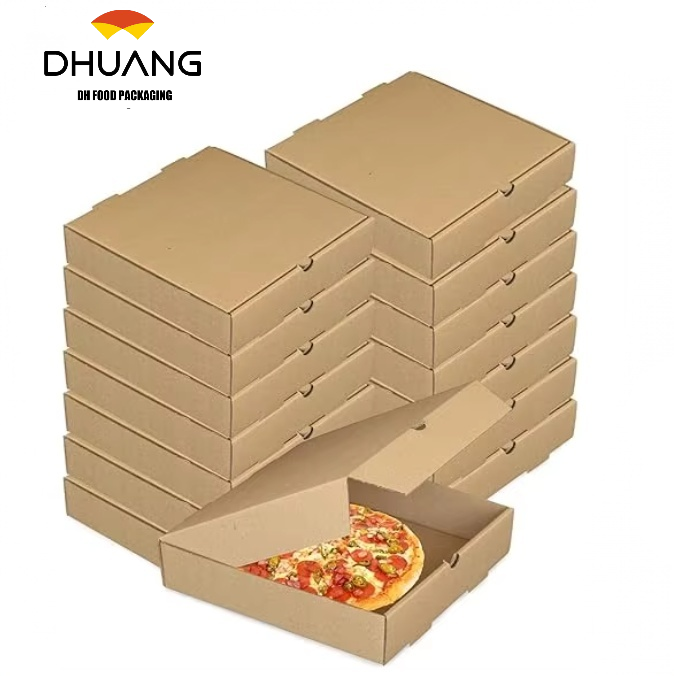Kraft Corrugated Takeout Cardboard Box Takeout Food Container Pizza Cake Cookies Food Packaging Custom Pizza Box