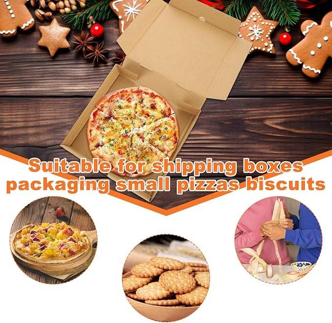 Pizza Box Kraft Corrugated Pizza Delivery Container for Cake Cookie Food Delivery Box (brown) Custom Pizza Boxs