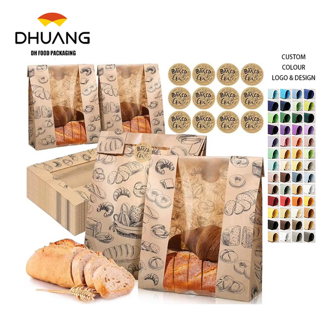 With Window Label Sealing Sticker Customized Brown Bread Bag Suitable for Food Storage CUSTOM Bread Bags