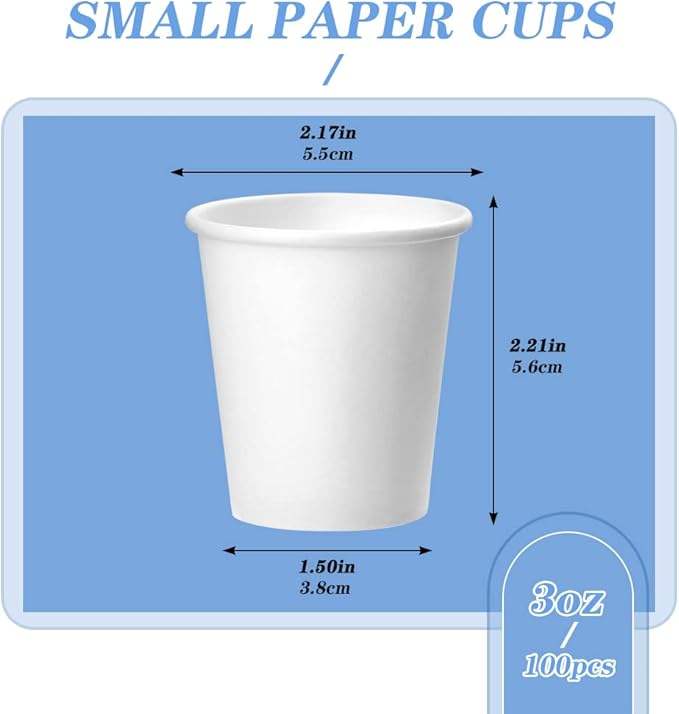 3 oz White Disposable Mouthwash Cup Bathroom Use Birthday Party Group Picnic Office Use Paper Cup