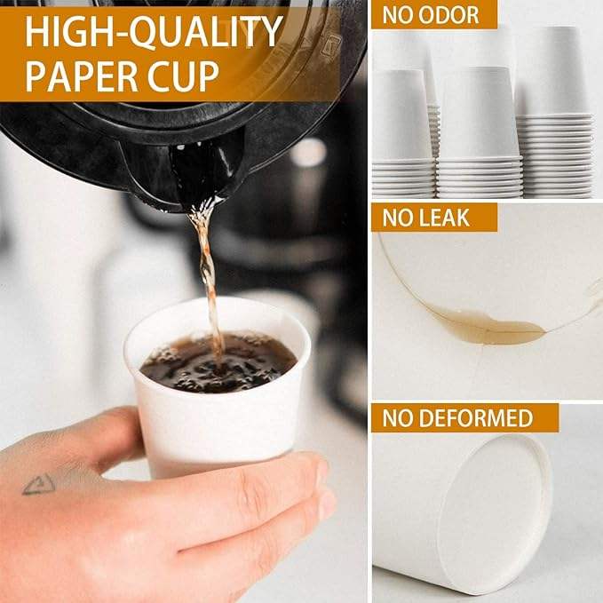 Disposable Paper Coffee Cups, Hot/Cold Beverage Drinking Cup for Coffee, Tea, Juice