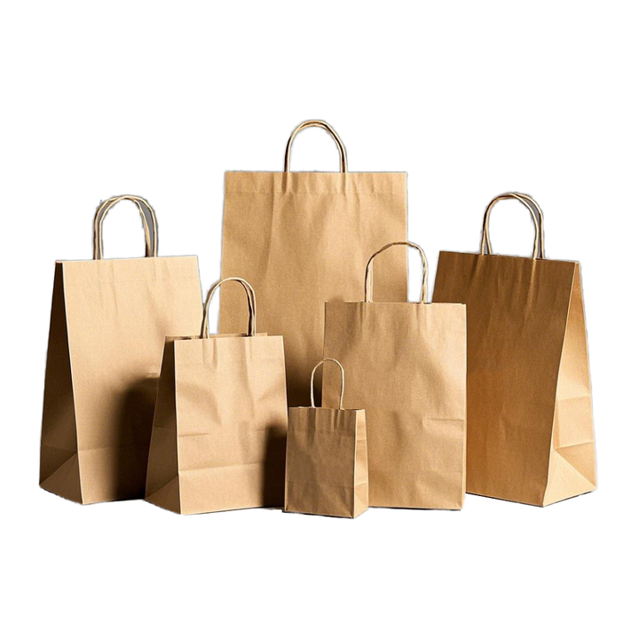 Brown Paper Bag with Handle Customizable Pattern and logo Size Leather Paper Retail Shopping Bag
