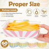 Pastel Paper Disposable Food Tray Pastel Party Kraft Food Boat 4 Color Stripes with Scallops Gold Foil Hot Dog Tacos Food Trays