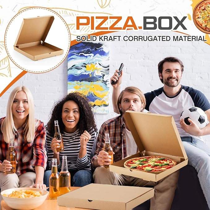Corrugated Greaseproof Kraft Takeout Containers Packing Boxes for Homemade Pizzas Food and Crafts Custom Pizza Box