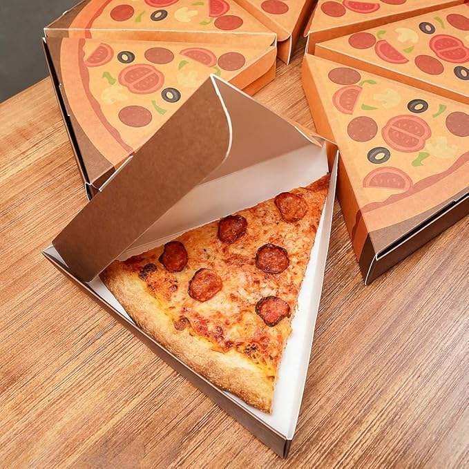 Pizza Box Clamshell Pizza Slice Container - Greaseproof Label Lock Kraft Paper Single Recyclable Custom Pizza Boxs