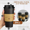 Disposable Black Paper Coffee Mug Hot Coffee Chocolate Drink Lid Stir Stick Coffee Cup