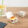 Disposable Plaid Paper Hamburger Box with Hinged Lid Kraft Cardboard Takeout Container for Mini Burgers or Desserts Food Box