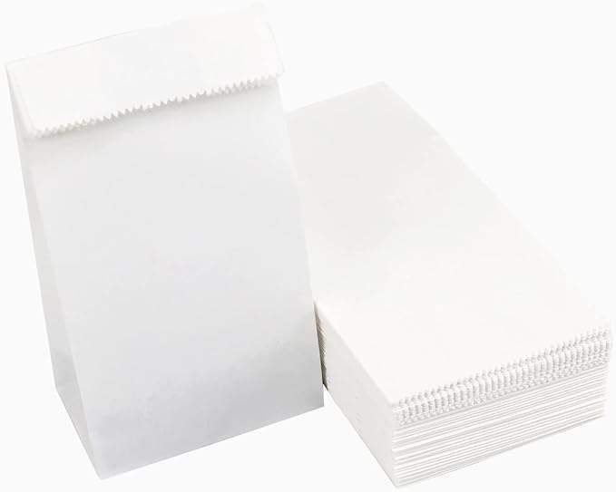 Small White Paper Bag Mini Wrapping Paper for Party Favors for Sandwiches Popcorn Snacks Cookies Bread Bags