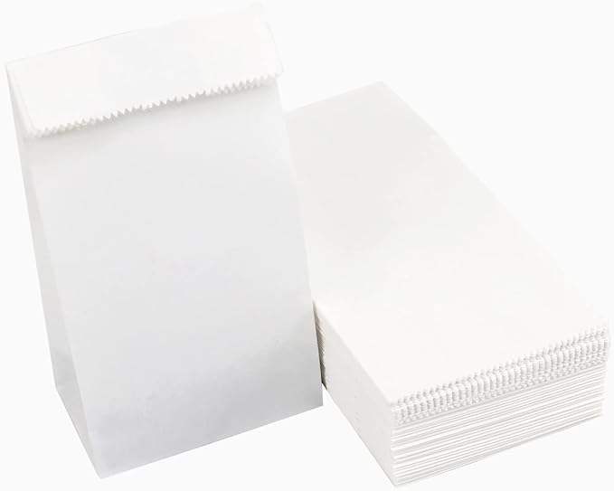 Small White Paper Bag Mini Wrapping Paper for Party Favors for Sandwiches Popcorn Snacks Cookies Bread Bags