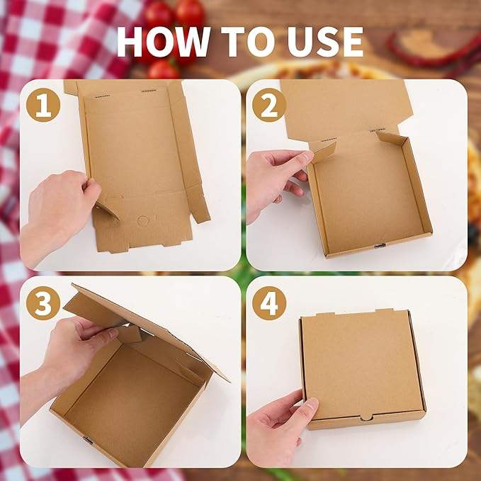 Kraft Paper Pizza Box Bulk Disposable Corrugated Cardboard Takeaway Box Cake Biscuit Food Custom Pizza Box