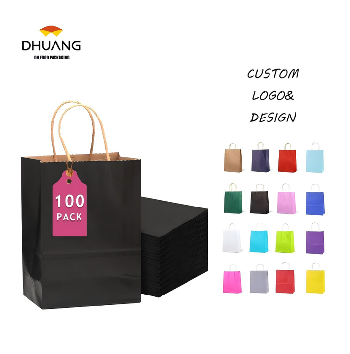 Black Kraft Paper Bags Can Be Customized in a Variety of Sizes Can Be Customized Pattern logo Retail Bags Shopping Bag
