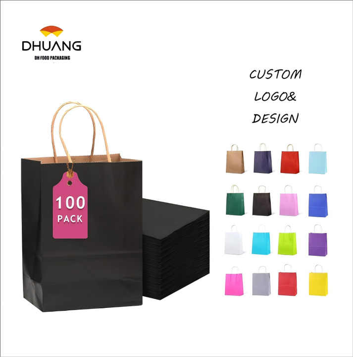Black Kraft Paper Bags Can Be Customized in a Variety of Sizes Can Be Customized Pattern logo Retail Bags Shopping Bag