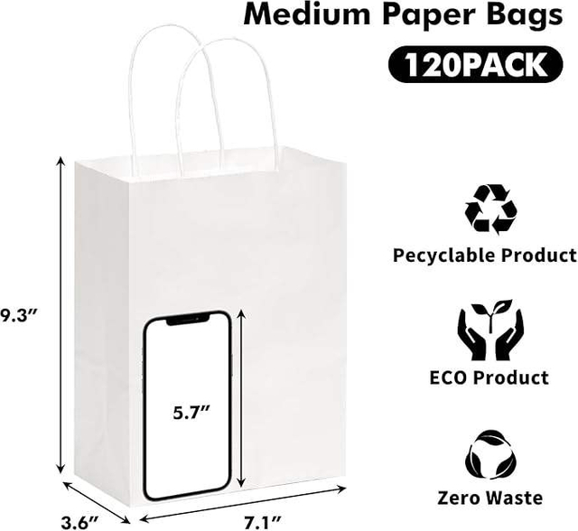 Customized Printing of White Paper Bags with Handles for Retail Celebration Activities and Business Use Shopping Bag