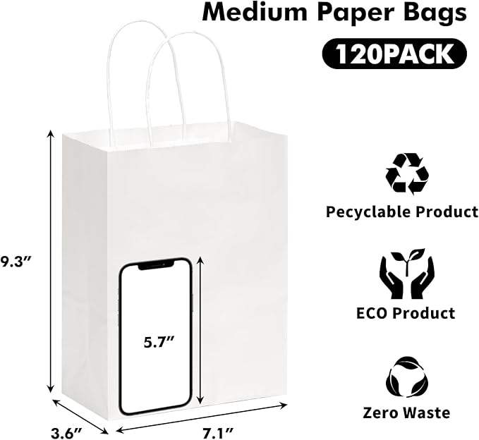 Customized Printing of White Paper Bags with Handles for Retail Celebration Activities and Business Use Shopping Bag