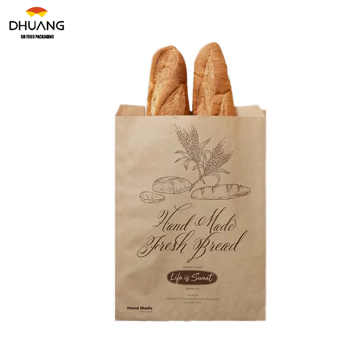 Tradition Eco-Friendly Bakery Bags Biodegradable Bread Sacks with European Style Illustrations Packaging Paper Custom Bread Bags