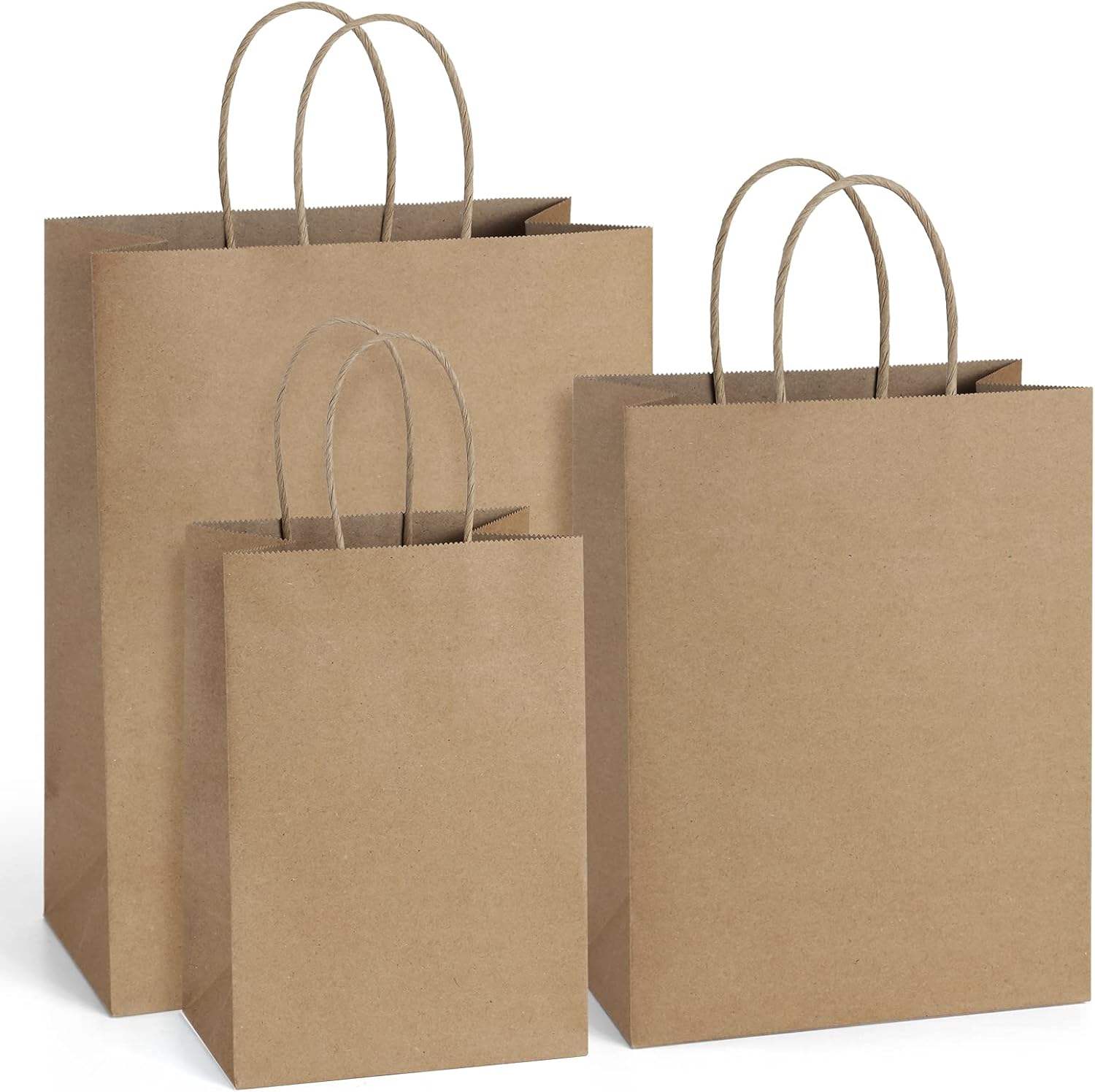 Brown Paper Gift Bag with Handle in Bulk Ideal for Shopping Birthdays Weddings Merchandise and Business Parties