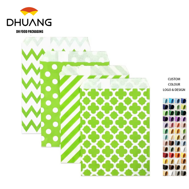 Lime Green Polka Dot Paper Treat Bags Small Candy Buffet Packaging for Wedding Birthday Party Cookie Bags Oil-proof Paper Bag