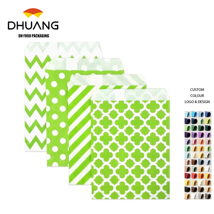 Lime Green Polka Dot Paper Treat Bags Small Candy Buffet Packaging for Wedding Birthday Party Cookie Bags Oil-proof Paper Bag