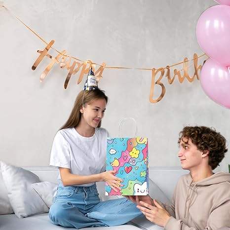 Gift Bag Paper Bag with Handle Party Birthday Wedding Small Paper Shopping (Rainbow Stars) Custom Paper Bags