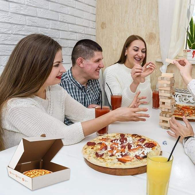 White Kraft Corrugated Pizza Cardboard Food Container Delivery Box Pizza Cake Cookies Custom Pizza Boxs