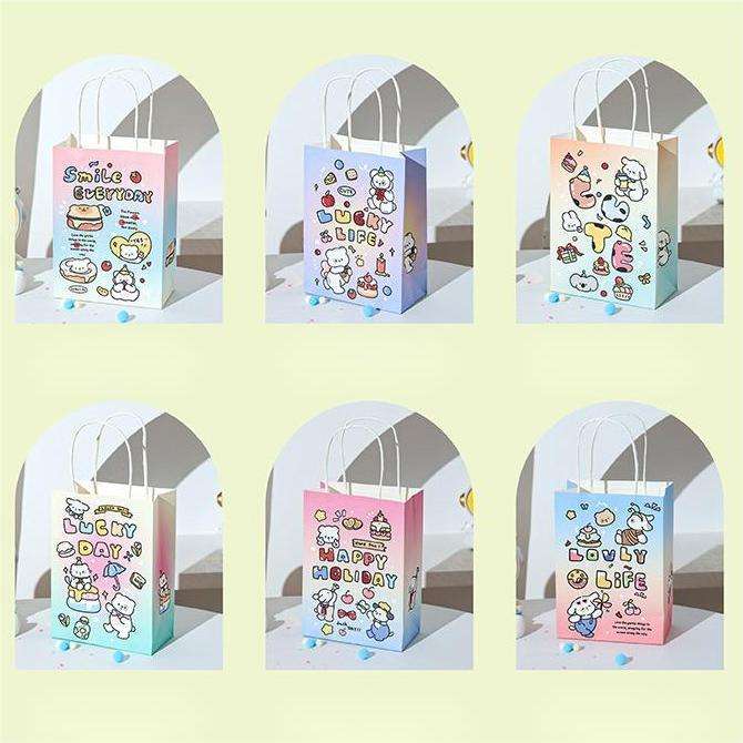 Custom Logo Small Paper Shopping Bag with Handle Durable Gift Bag for Party Birthday or Wedding Featuring Ribbon Accessory