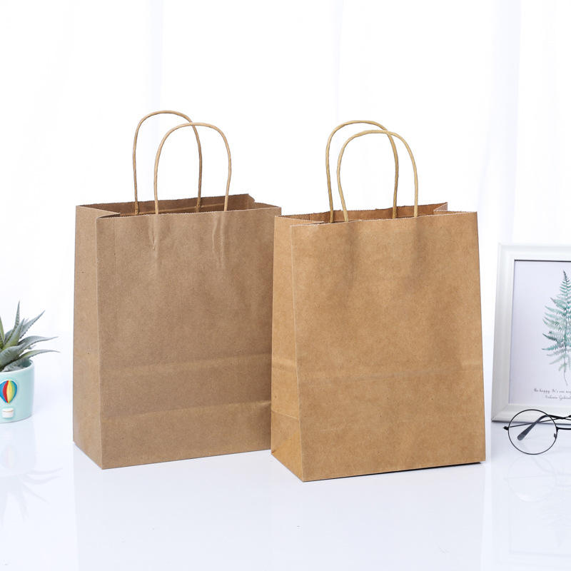 High-Grade Disposable Kraft Paper Bag for Milk Tea Take-Away Customized Gravure Printing for Shopping and Gift Packaging