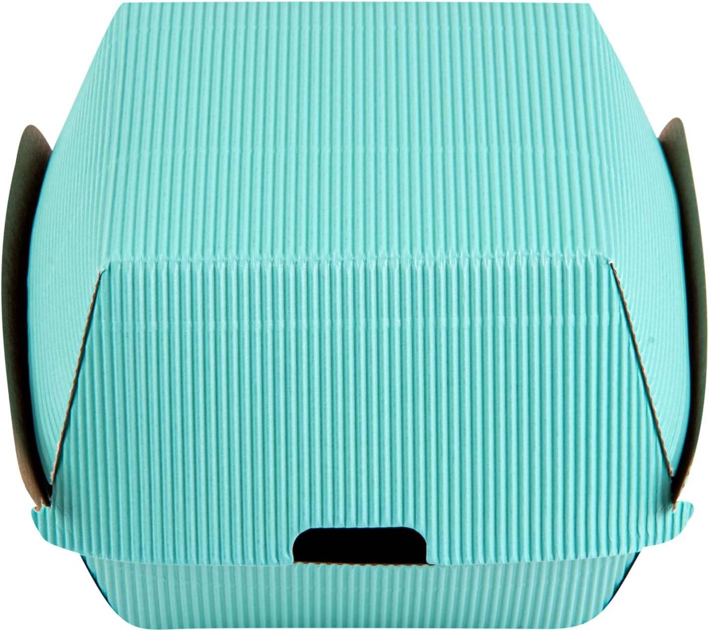 Restaurantware Disposable Turquoise Paper Hamburger Boxes Matte Finish Ripple Wall Technology Hinged Lid for Takeout Containers