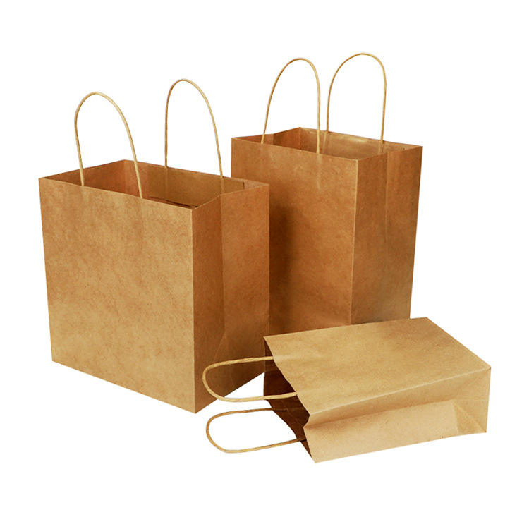 Brown Paper Bag with Handle Loose Packaging Custom Gift Bag Loose Packaging, Brown Kraft Paper Retail Shopping