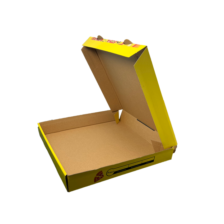 Wholesale Design logo Eco-friendly Clamshell Baking Restaurant Safe Cardboard Corrugated Kraft Custom Pizza Box